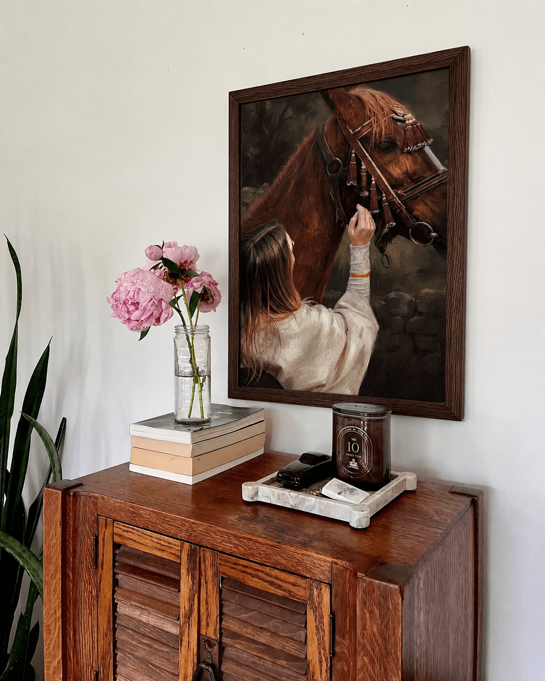 Horse & Rider, framed on the wall