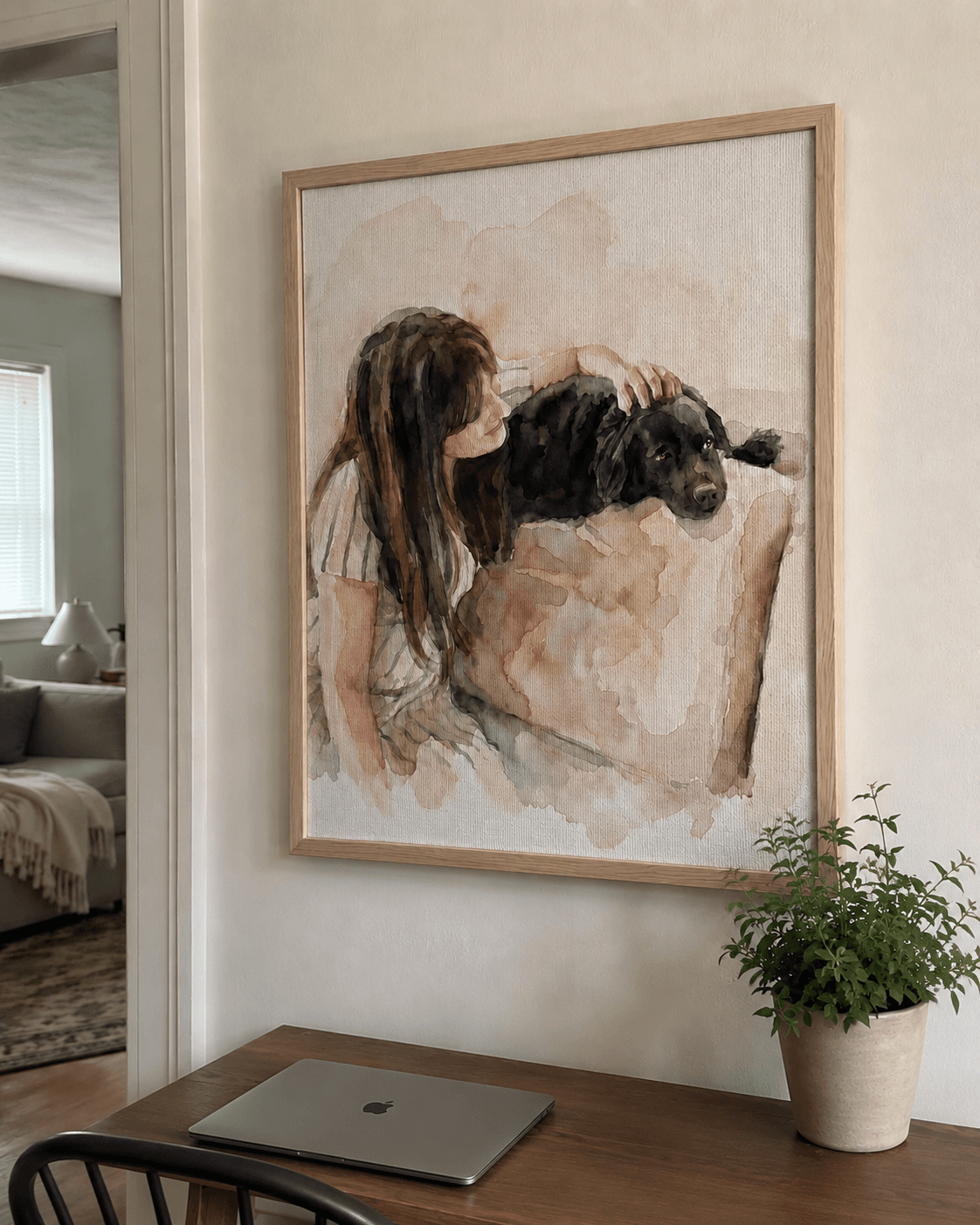 Dog & Human, framed on the wall