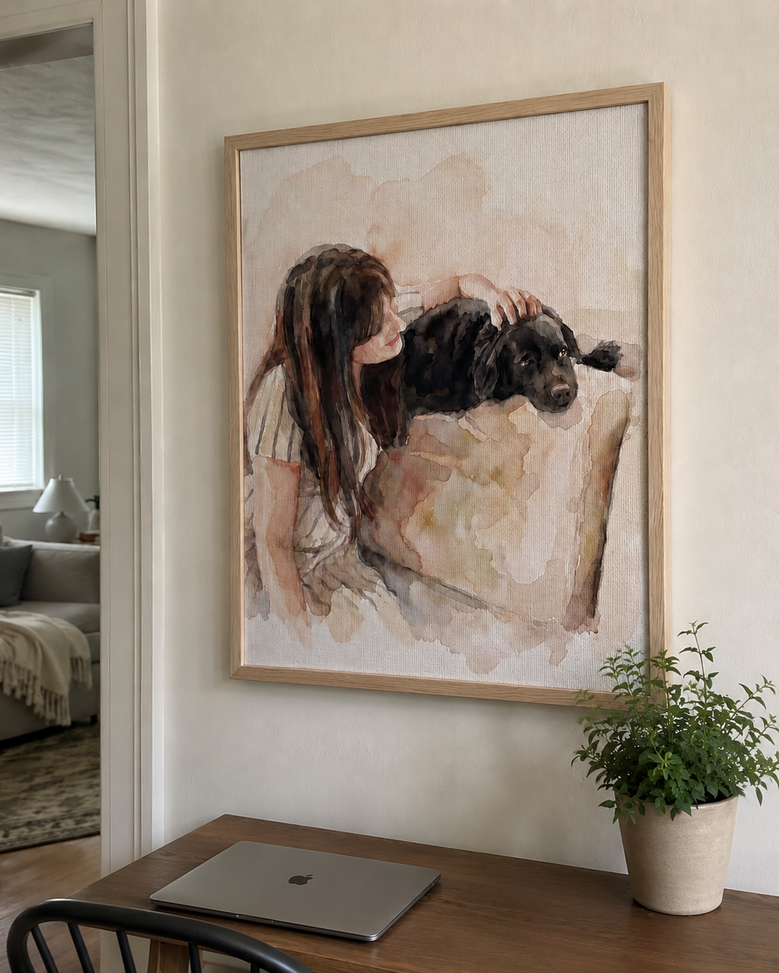 Dog & Human, framed on the wall